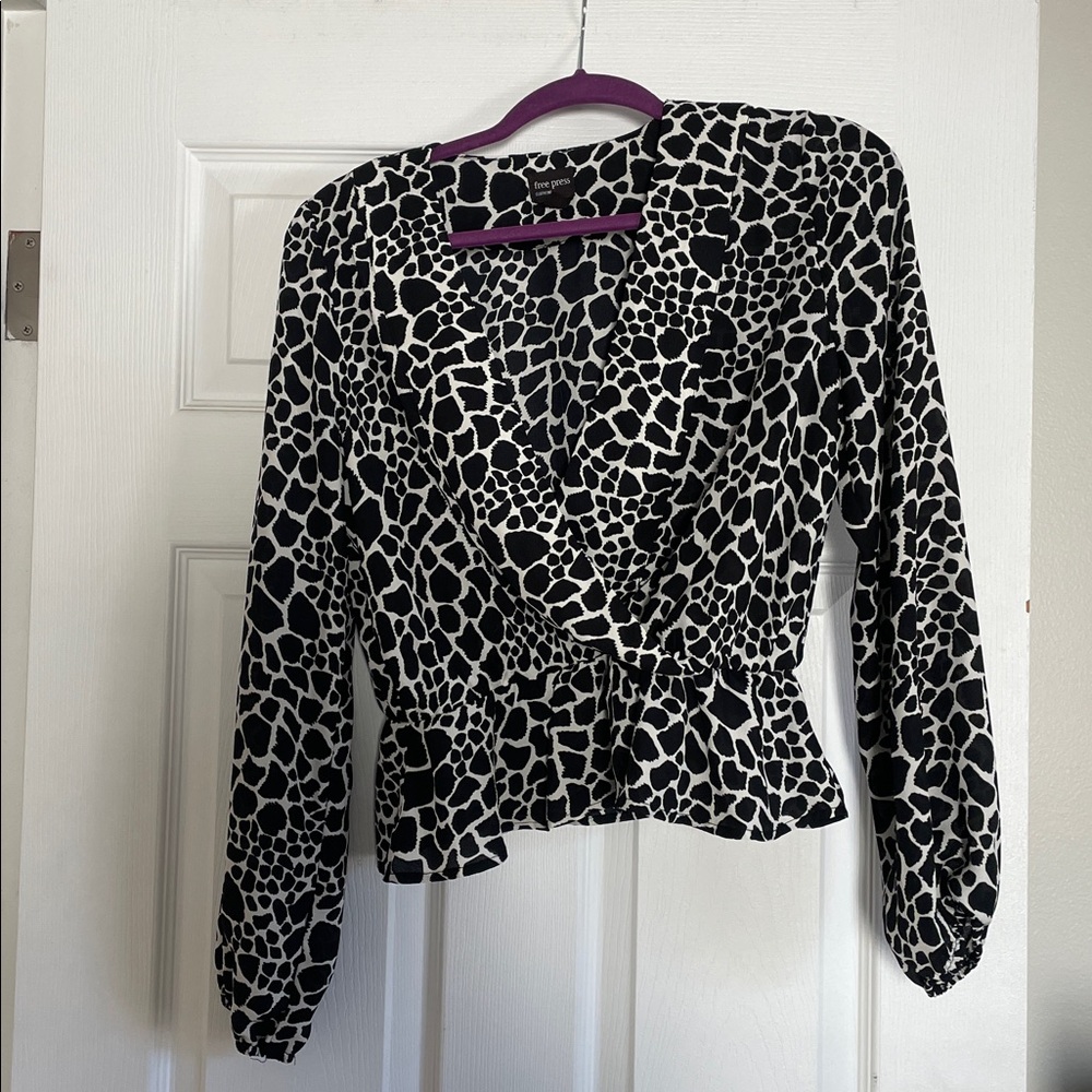 Free Press Monochrome Animal Print Top